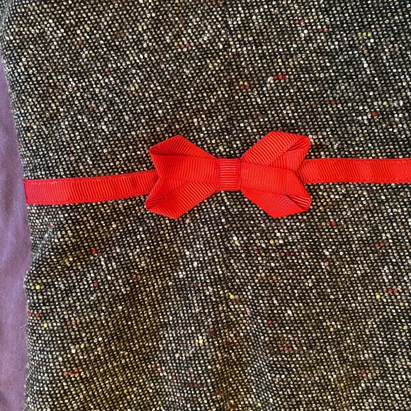 Narcissist Design tweed brown dress with red bow - Picture 3 of 4